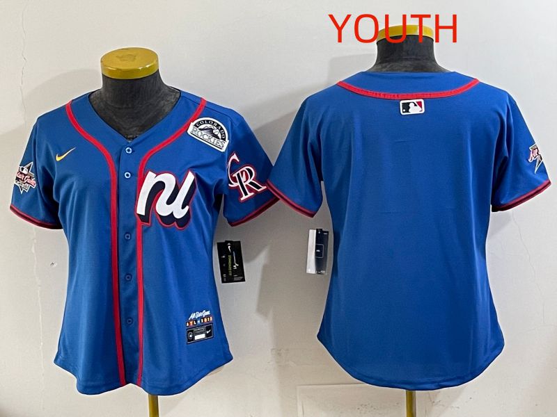 Youth 2025 Colorado Rockies Blank Blue All star Nike MLB Jersey style 02